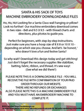 Load image into Gallery viewer, Santa Claus & His Sack of Toys Machine Embroidery Download TWO files 8 x 8 & 9.5 x 9.5 sizes
