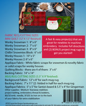 Load image into Gallery viewer, Winter Snowmies - Embroidery Mini Quilt with TWO Bonus Mug Rugs