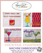 Load image into Gallery viewer, Cocktail Coasters Embroidery CD by Laurie Kent Designs