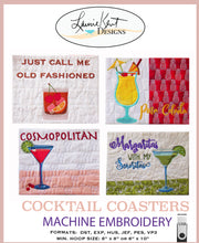 Load image into Gallery viewer, Cocktail Coaster Embroidery USB by Laurie Kent Designs