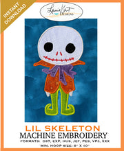 Load image into Gallery viewer, 👻Lil Skeleton Machine Embroidery Design – Instant Download 🎃