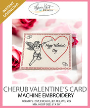Load image into Gallery viewer, 💕 Cherub Valentines' Card - Embroidery Instant File 💕