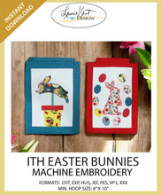 Load image into Gallery viewer, 🐰 Easter Bunny Machine Embroidery Pattern – Instant Download - TWO Designs
