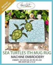 Load image into Gallery viewer, 🐢Turtle Time In-The_Hoop (ITH) Mug Rug - Instant Download 🌊