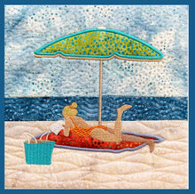 Load image into Gallery viewer, Girl Reading on the Beach - Instant Embroidery Download Design