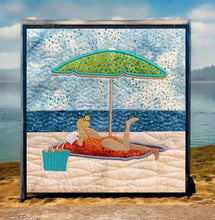 Load image into Gallery viewer, Girl Reading on the Beach - Instant Embroidery Download Design
