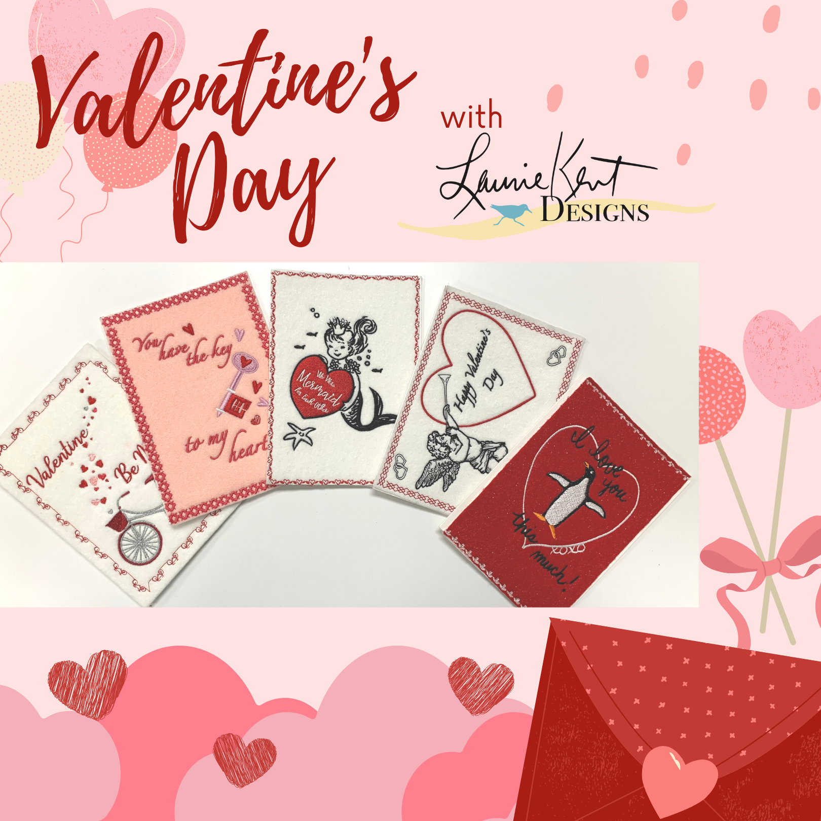 Valentine Embroidery Card Designs – Laurie Kent Designs