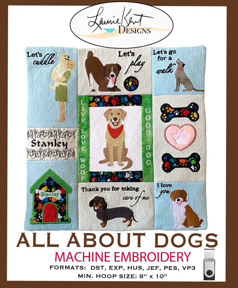 All About Dogs Machine Embroidery USB