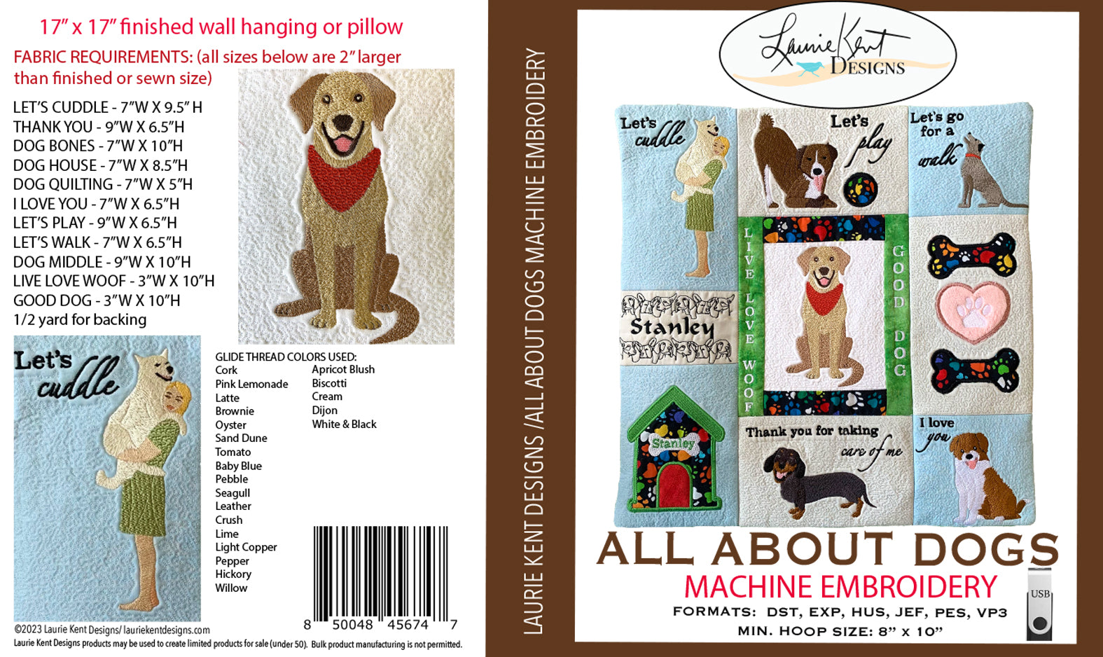 All About Dogs Machine Embroidery USB Laurie Kent Designs