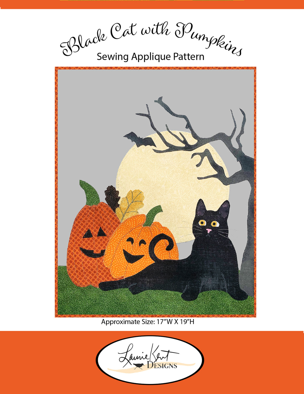 Black Cat and Pumpkins Machine Applique Pattern