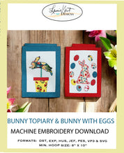 Load image into Gallery viewer, Easter Bunny Machine Embroidery Pattern – Instant Download - TWO Designs
