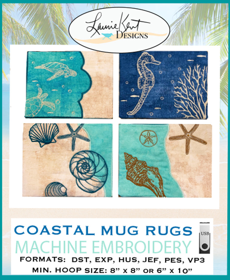 Coastal Mug Rugs Volume I Embroidery USB