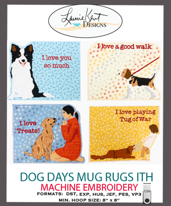 Dog Days Mug Rugs ITH - Embroidery USB