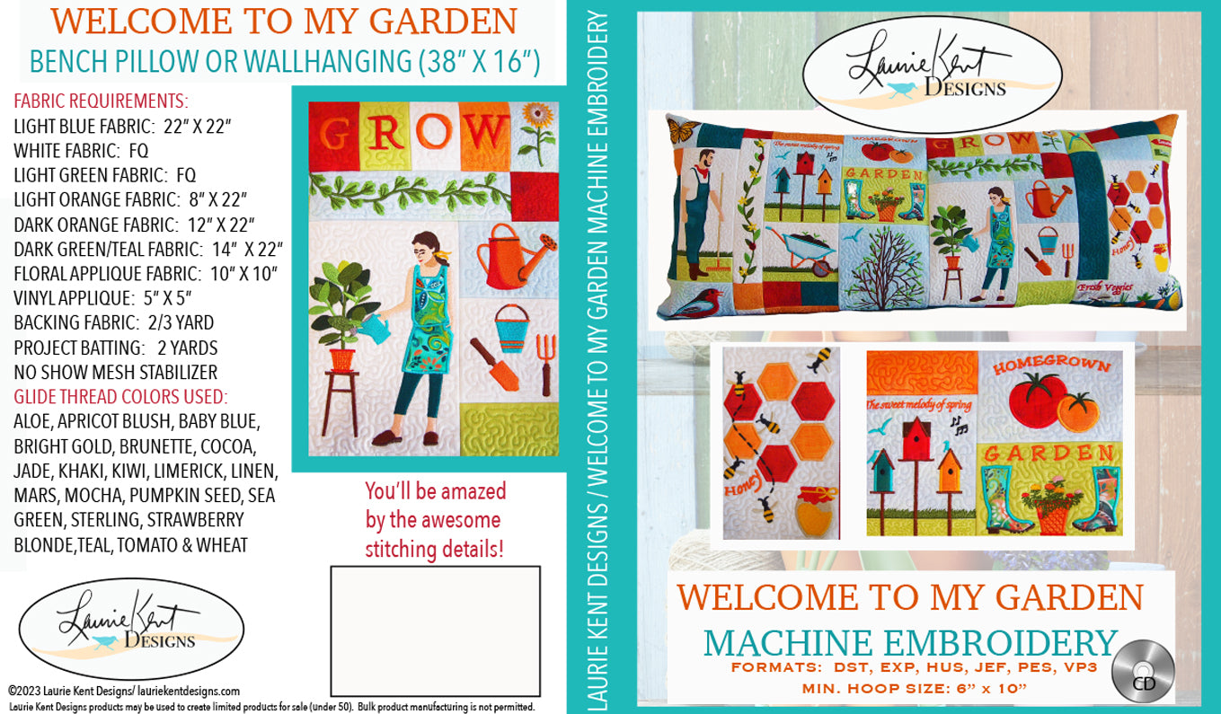 Welcome to My 2024 Garden Machine Embroidery Fabric & Files Kit