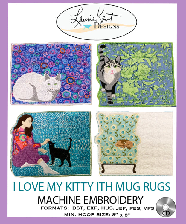 I Love My Kitty Mug Rugs ITH - Embroidery CD