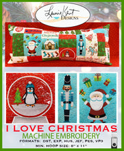 Load image into Gallery viewer, I Love Christmas Bench Pillow  Embroidery USB
