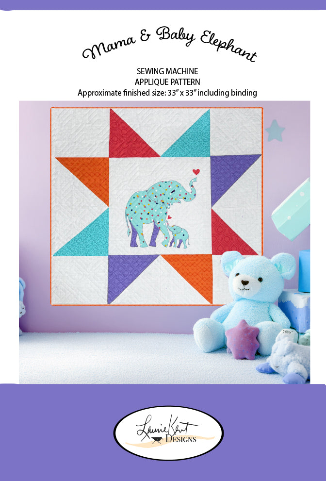 Mama & Baby Elephant - Sewing Applique Quilt Pattern