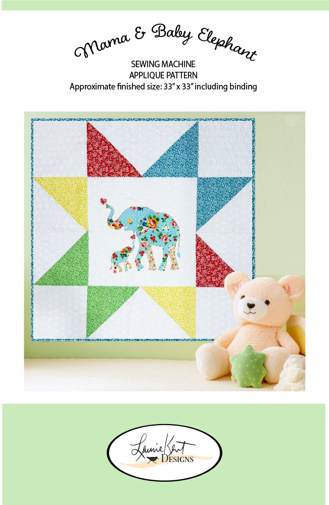 Mama & Baby Elephant - Sewing Applique Quilt Pattern