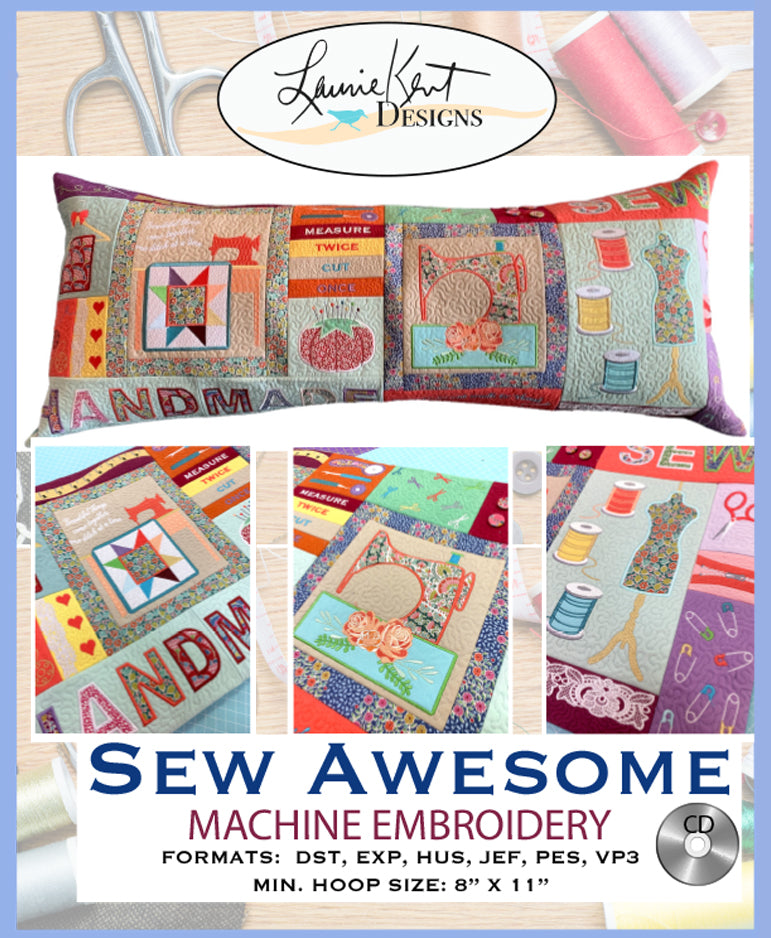 Sew Awesome Embroidery Bench Pillow File CD