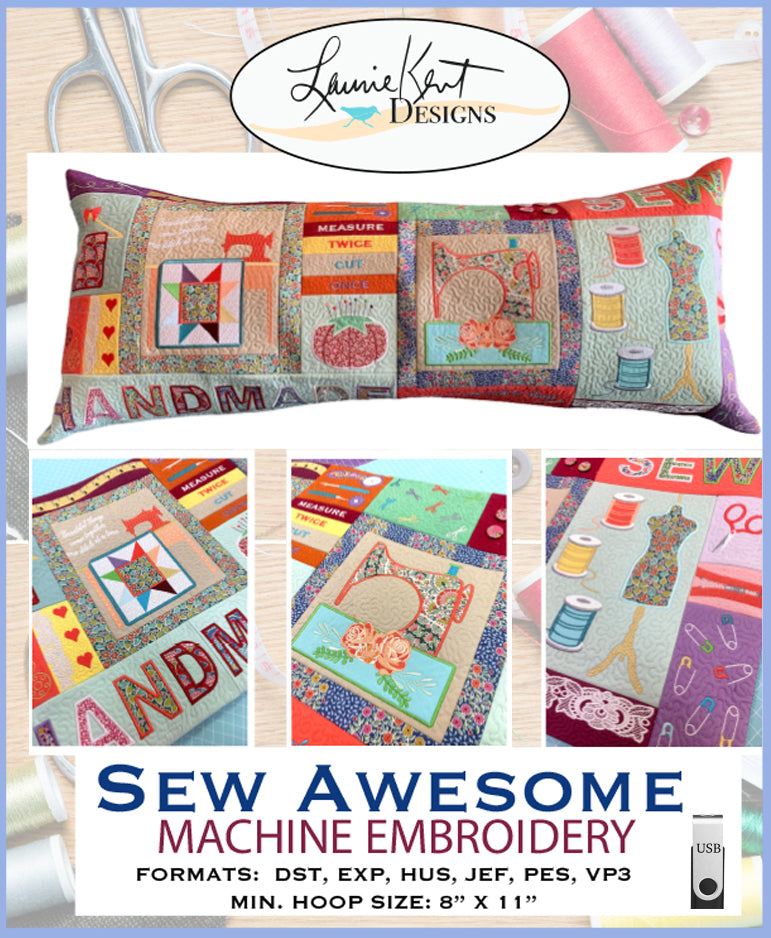 Sew Awesome Embroidery Bench PIllow - File USB