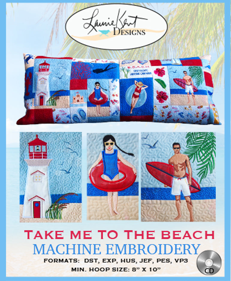 Take Me to the Beach Bench Pillow Embroidery CD