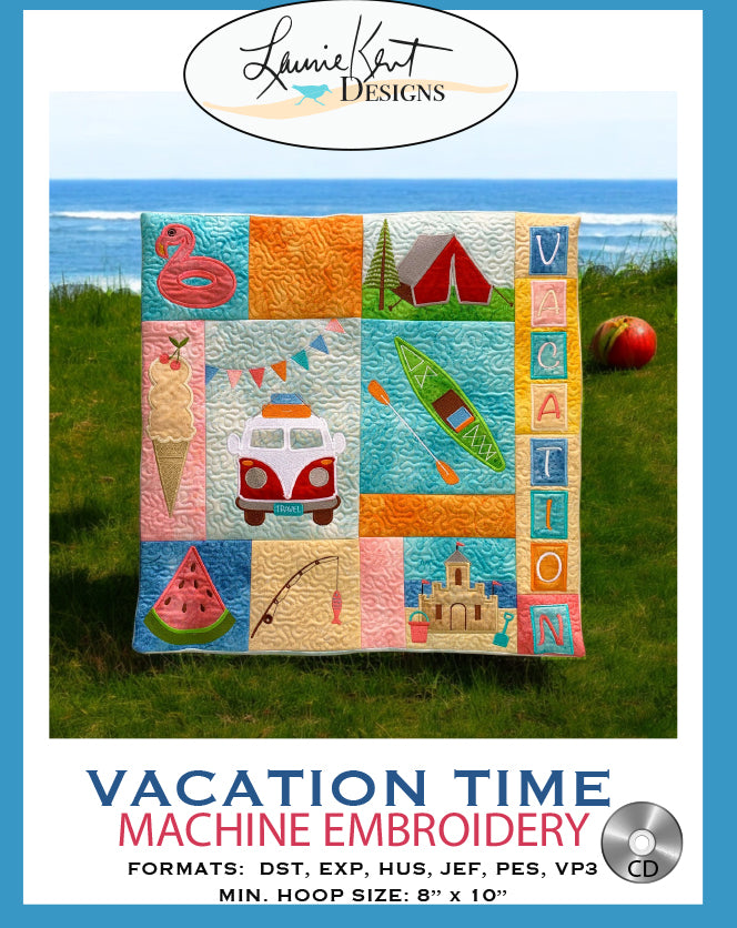 Vacation Time Pillow Machine Embroidery CD