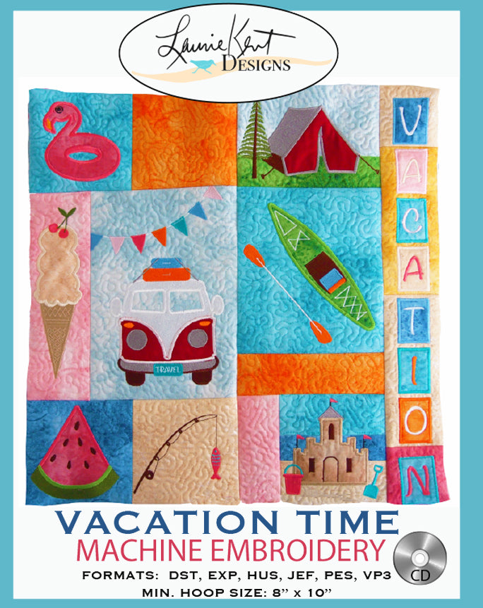 Vacation Time Pillow Machine Embroidery CD