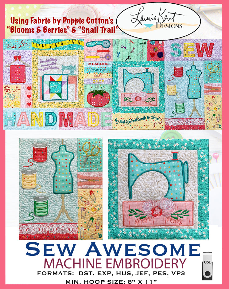 Sew Awesome Embroidery Bench PIllow - File USB = $10.00 OFF