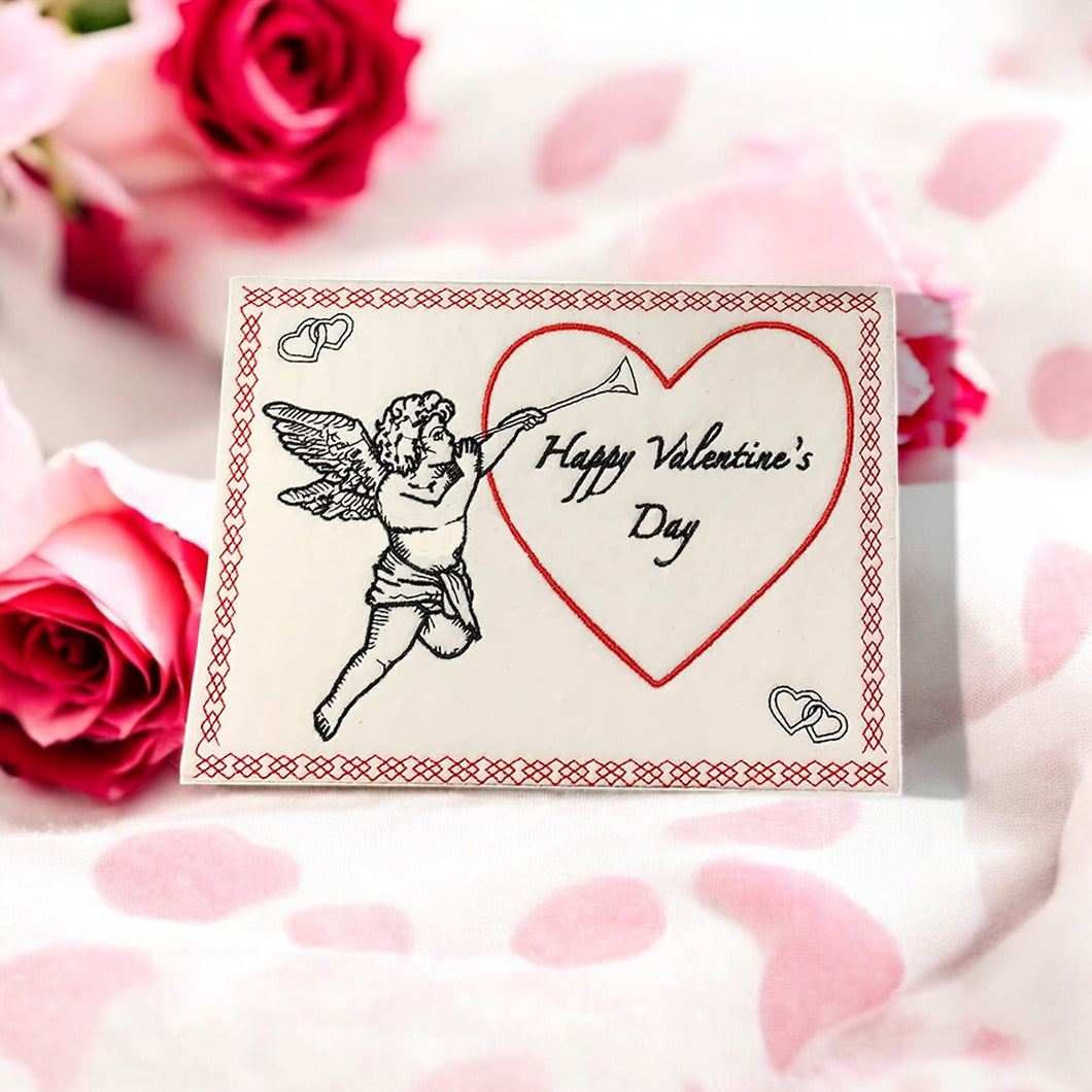 Cherub Valentines' Card - Embroidery Instant File