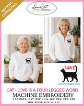 Load image into Gallery viewer, 🐈 Cat Love is a Four-Legged Word ❤️ for Instant Embroidery Download ❤️🐈

