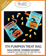 Load image into Gallery viewer, 🎃Pumpkin Treat Bag - ITH  Embroidery Design - Instant Download
