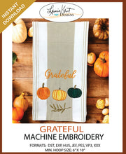 Load image into Gallery viewer, 🍂 Grateful - Instant Fall Downloadable Embroidery Design
