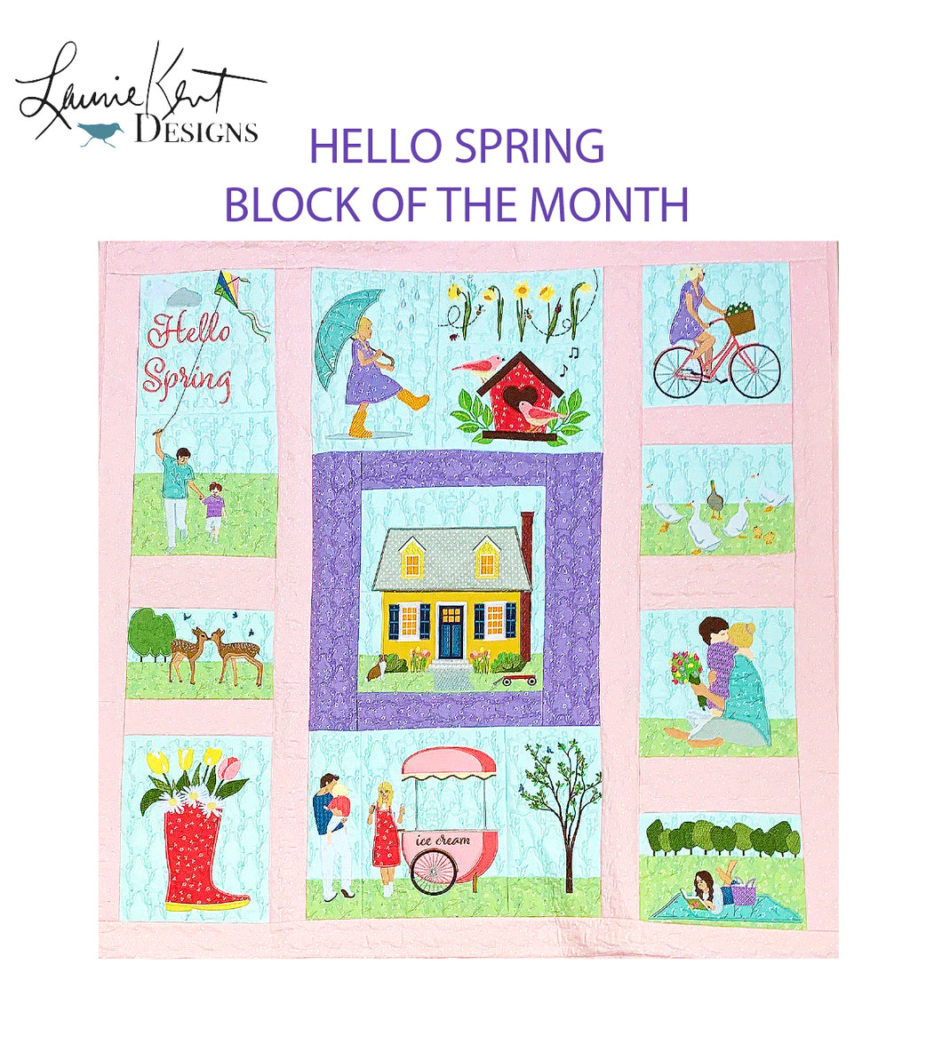 Hello Spring Quilt - Block of the Month Machine Embroidery