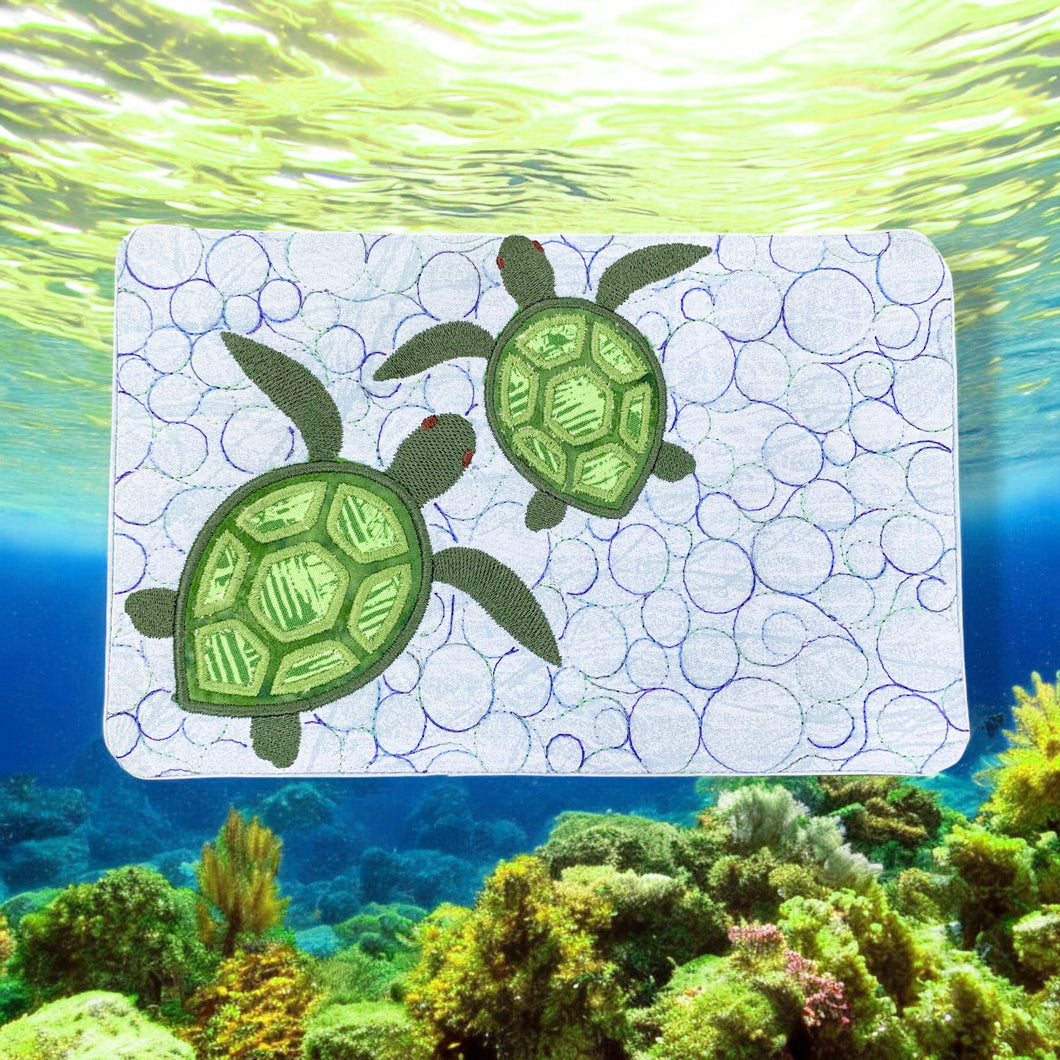 Turtle Time In-The_Hoop (ITH) Mug Rug - Instant Download 🌊