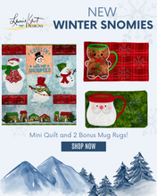 Load image into Gallery viewer, Winter Snowmies - Embroidery Mini Quilt with TWO Bonus Mug Rugs
