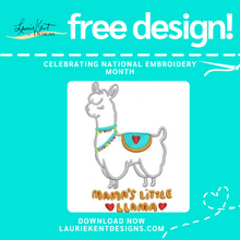 Load image into Gallery viewer, Mama&#39;s Little Llama - FREE Embroidery Design Download
